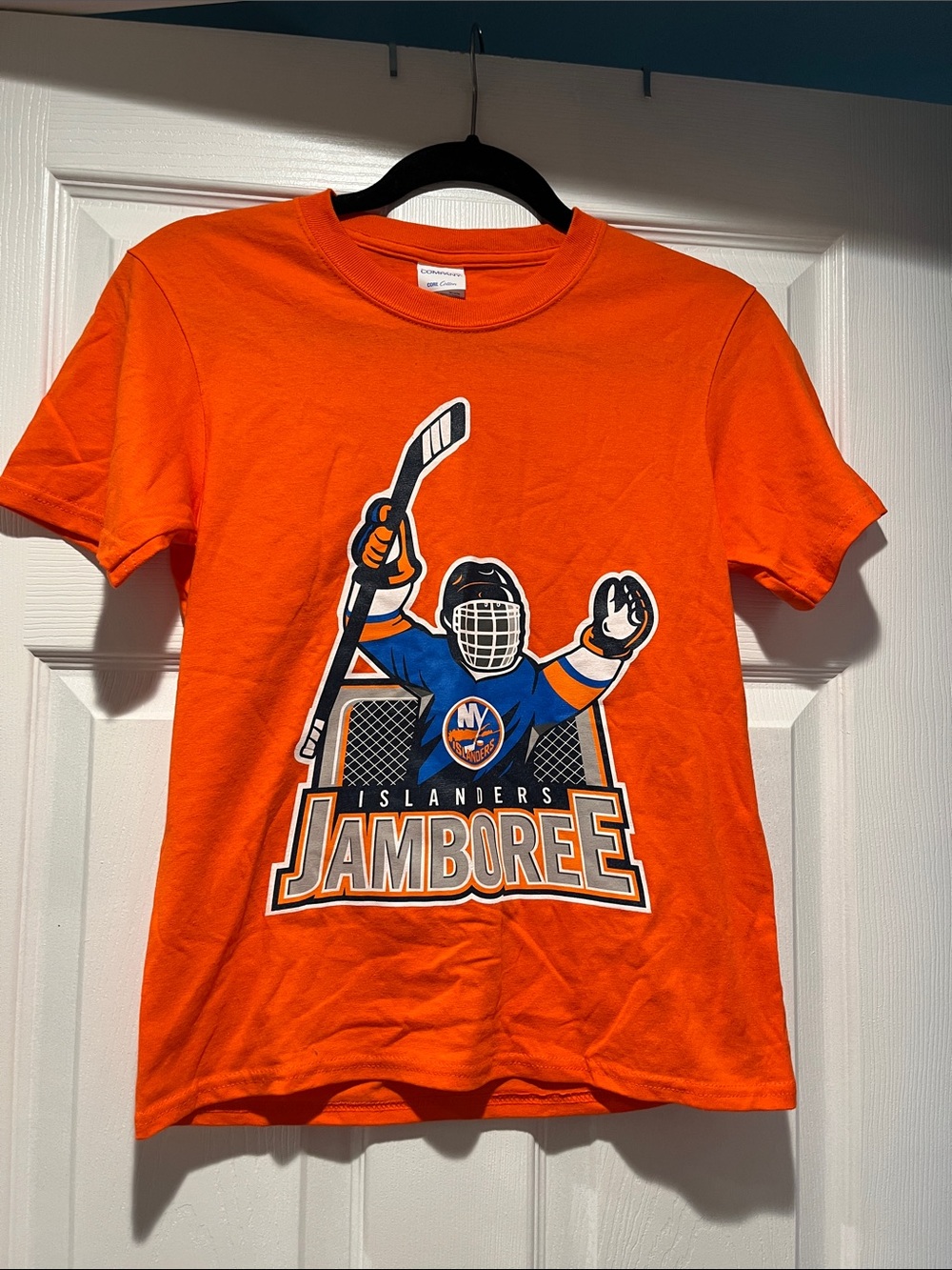 Port and Company Orange Islanders Jamboree Tee with Blue Graphic